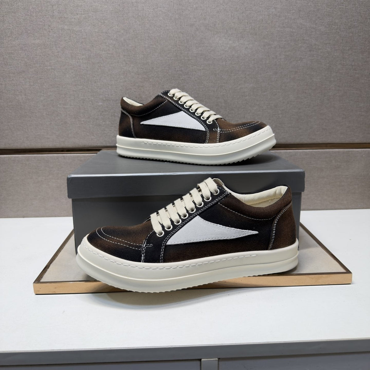 Dark Brown Panel Low-Top Sneakers — side
