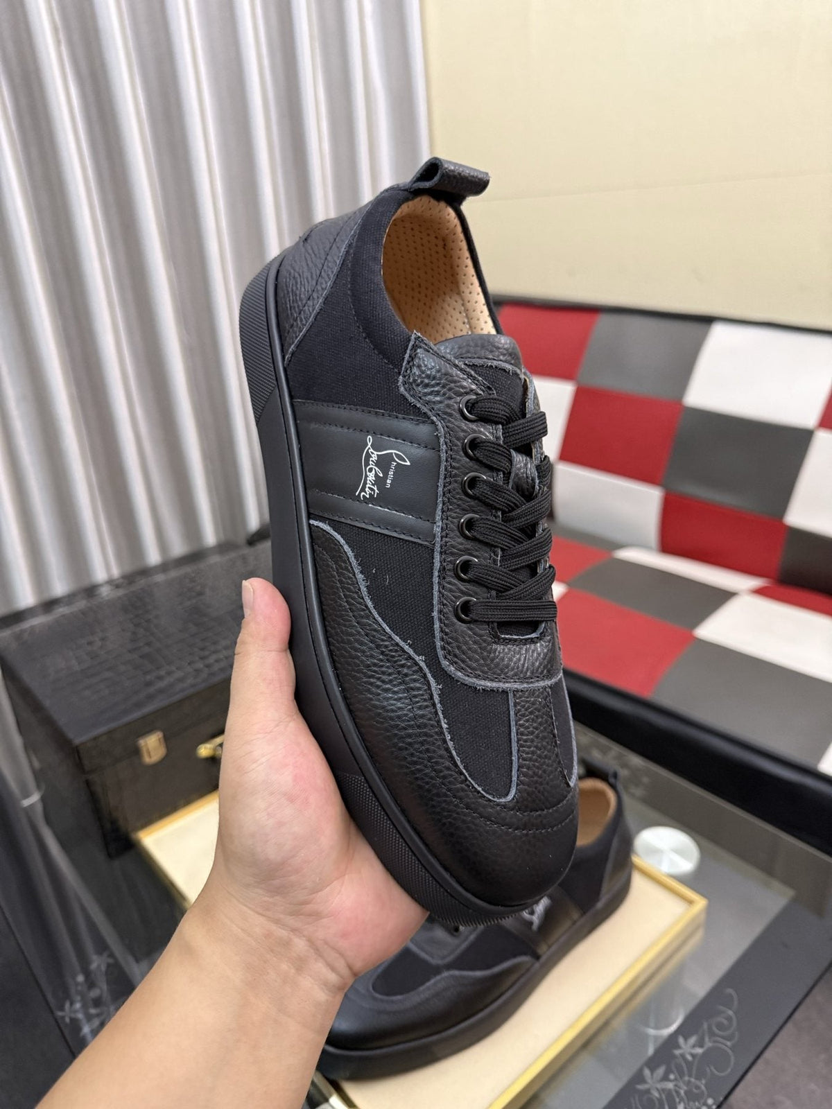 Christian Louboutin Script-Accent Low-Top Sneakers — front
