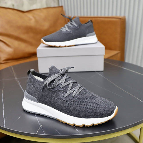 Brunello Cucinelli Dark Gray Knit Sneakers — hero